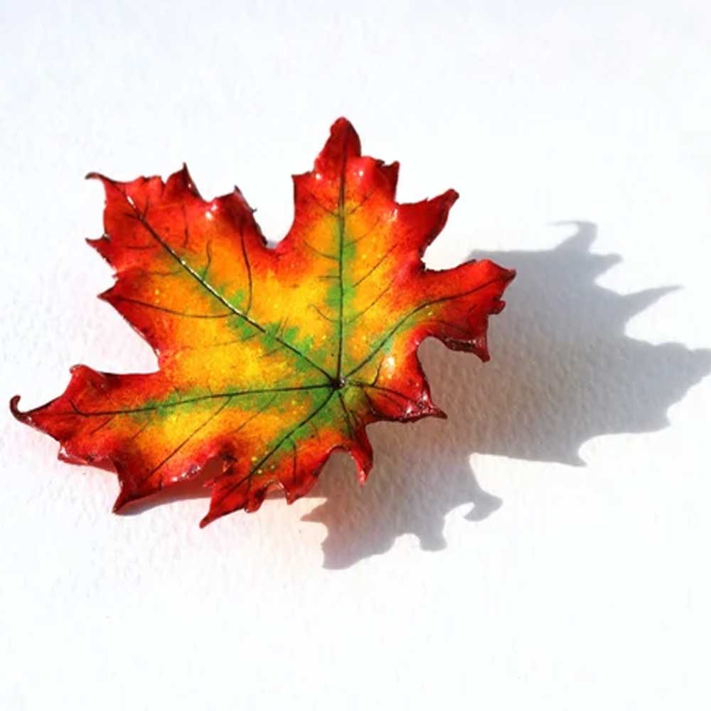 Autumn Dream : Maple Leaf Brooch Polymer Clay.