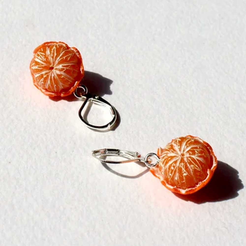 Citrus Cuties: Mandarin Earrings Polymer Clay.