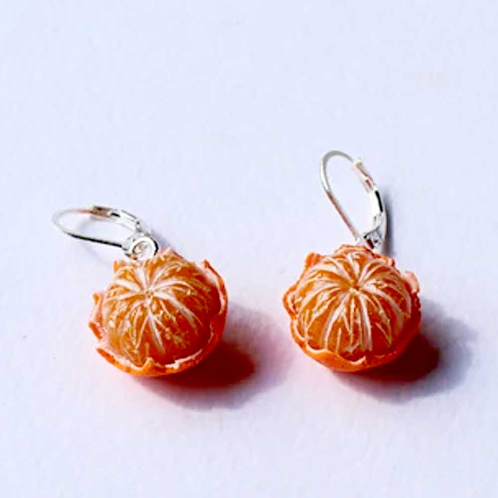 Citrus Cuties: Mandarin Earrings Polymer Clay.