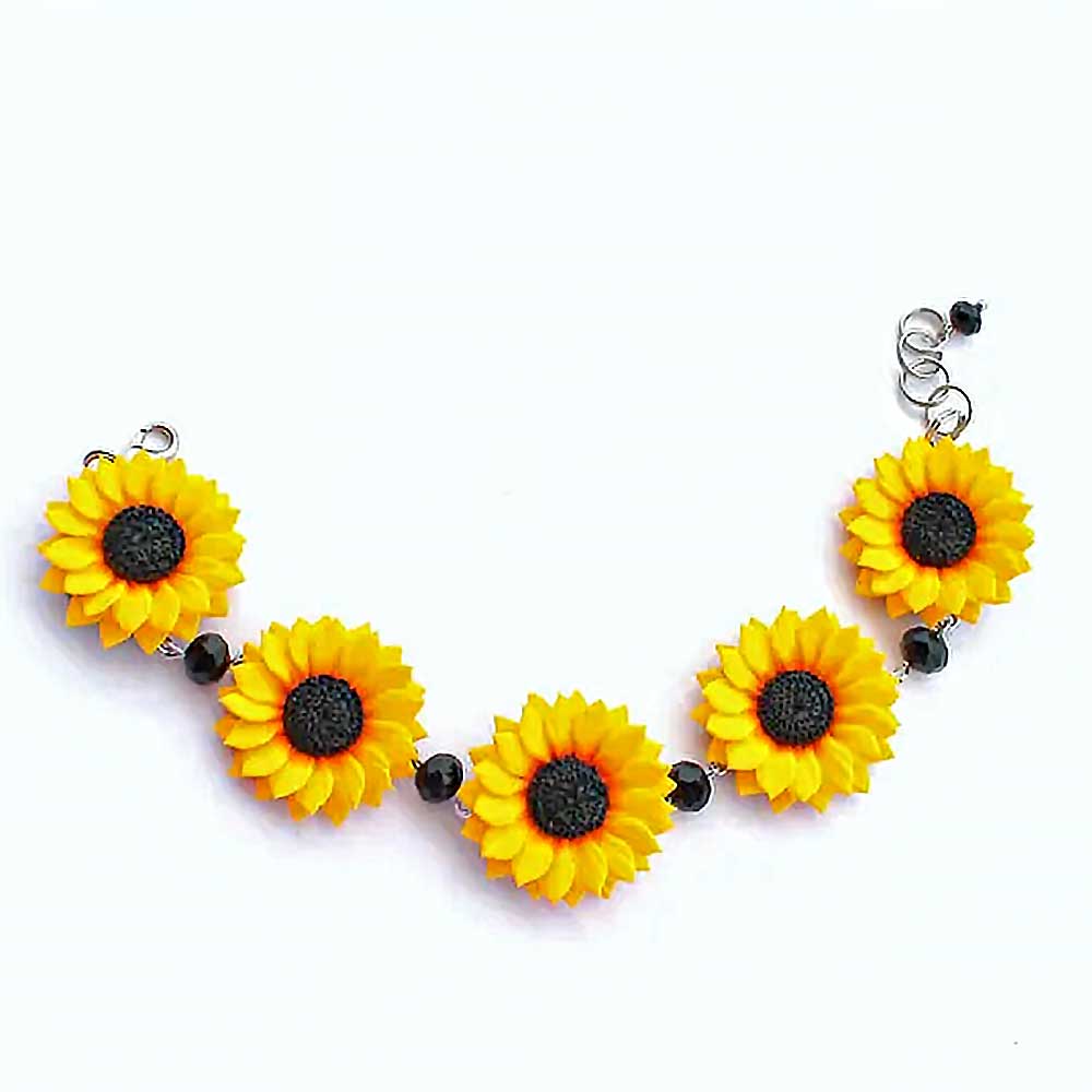 Summer on Wrist: Sunflower Bracelet Polymer Clay.