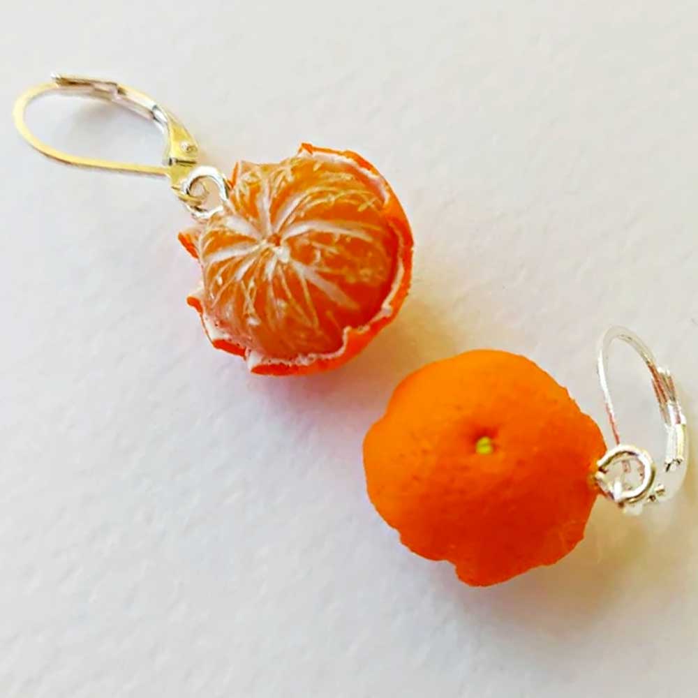 Citrus Cuties: Mandarin Earrings Polymer Clay.