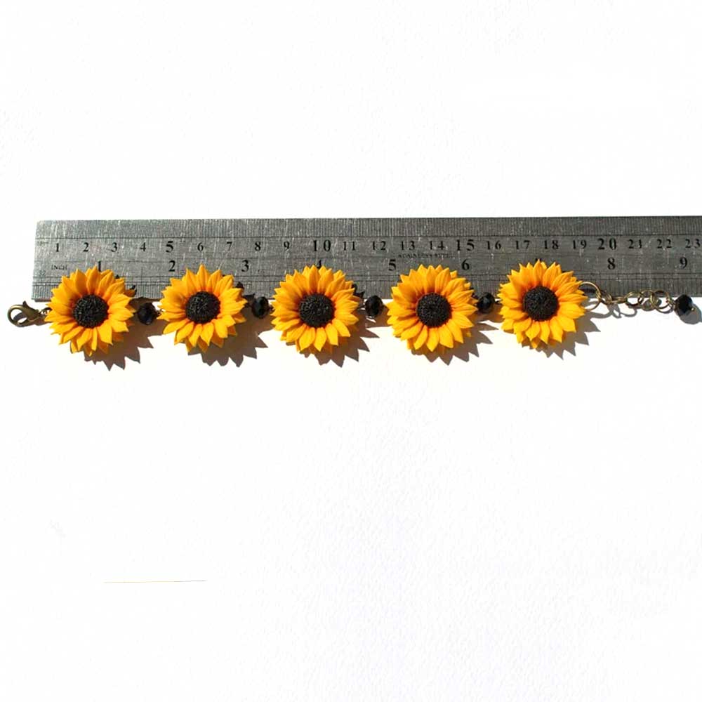 Summer on Wrist: Sunflower Bracelet Polymer Clay.