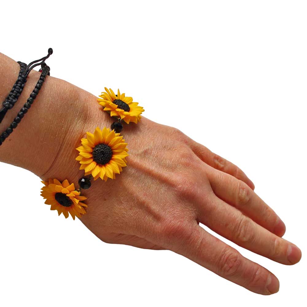 Summer on Wrist: Sunflower Bracelet Polymer Clay.