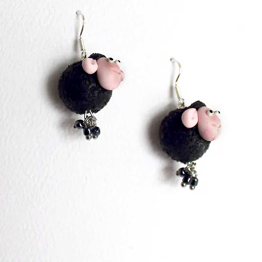 Fluffy Happiness: Sheep Earrings Polymer Clay.