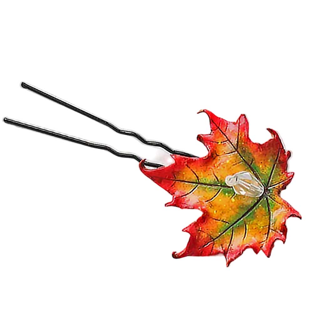 Autumnal Charm: Maple Leaf Hairpin Polymer Clay.