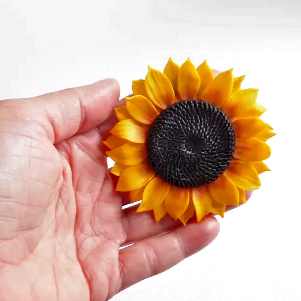 Floral Splendor: Sunflower Brooch & Pendant Polymer Clay.