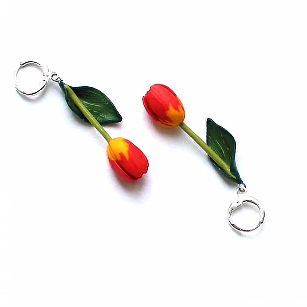 Flame of Passion: Tulip Earrings Polymer Clay.