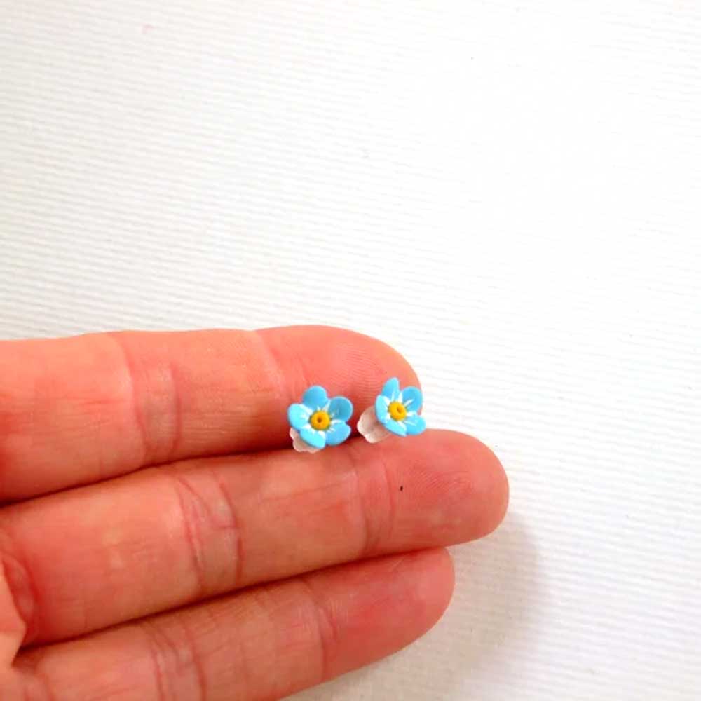 Tiny Memories: Forget Me Not Earrings Polymer Clay.