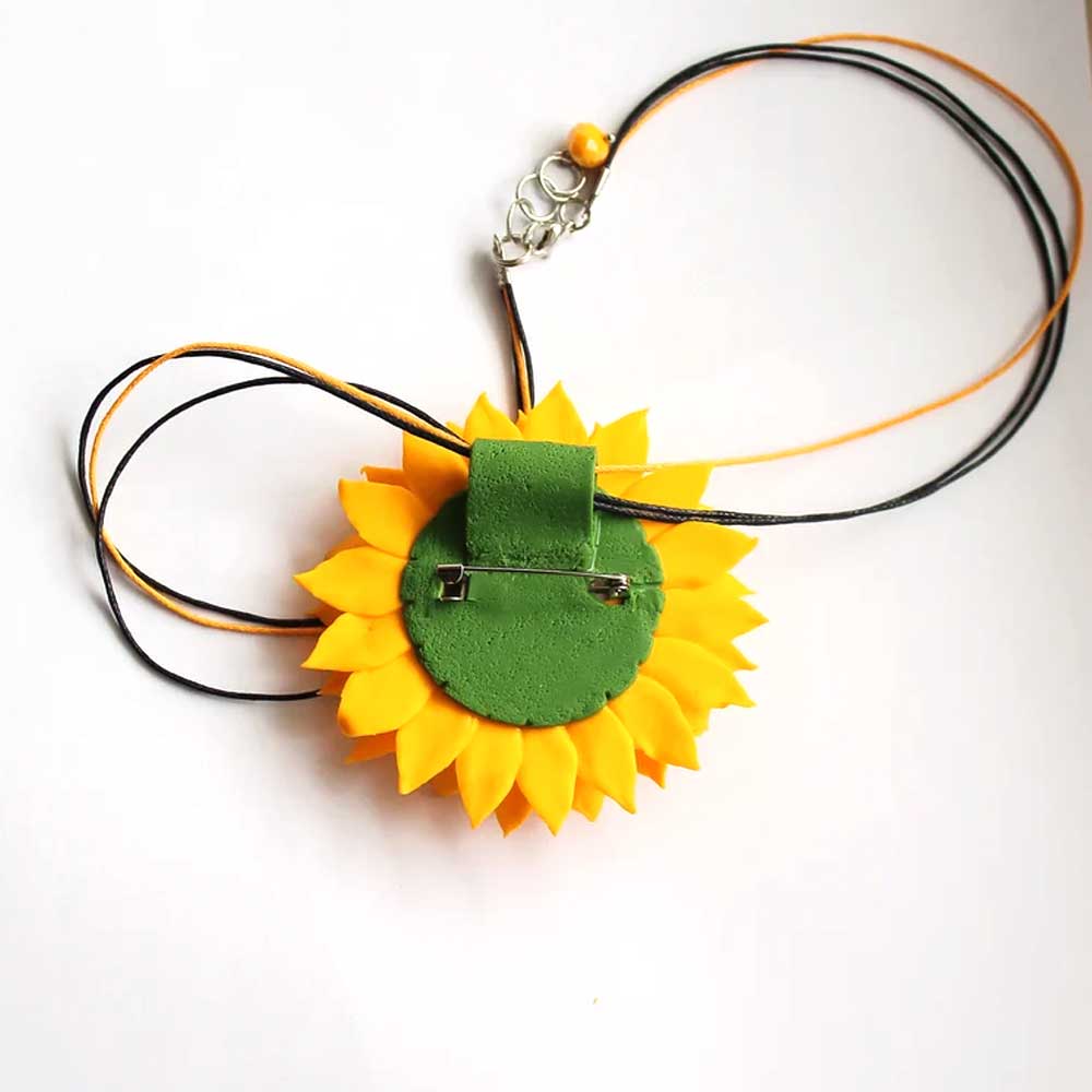 Floral Splendor: Sunflower Brooch & Pendant Polymer Clay.