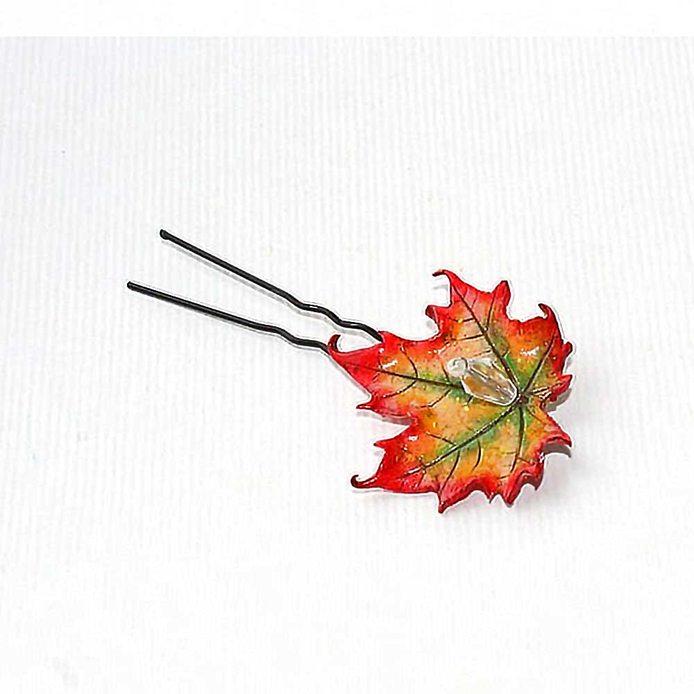 Autumnal Charm: Maple Leaf Hairpin Polymer Clay.