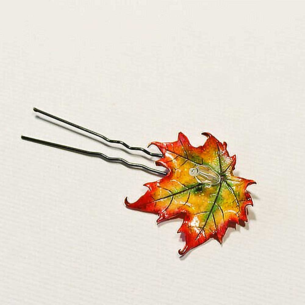 Autumnal Charm: Maple Leaf Hairpin Polymer Clay.