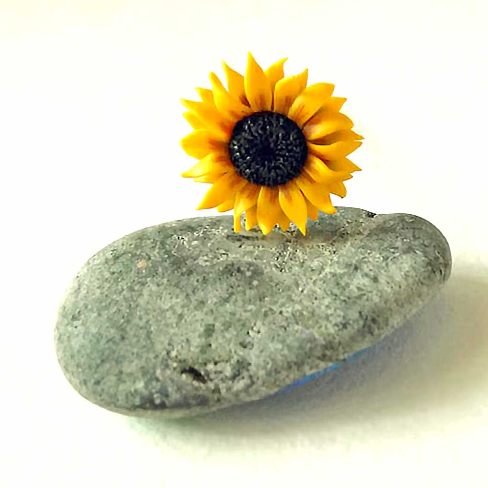 Tiny Sun : Sunflower Hairpin Polymer Clay.