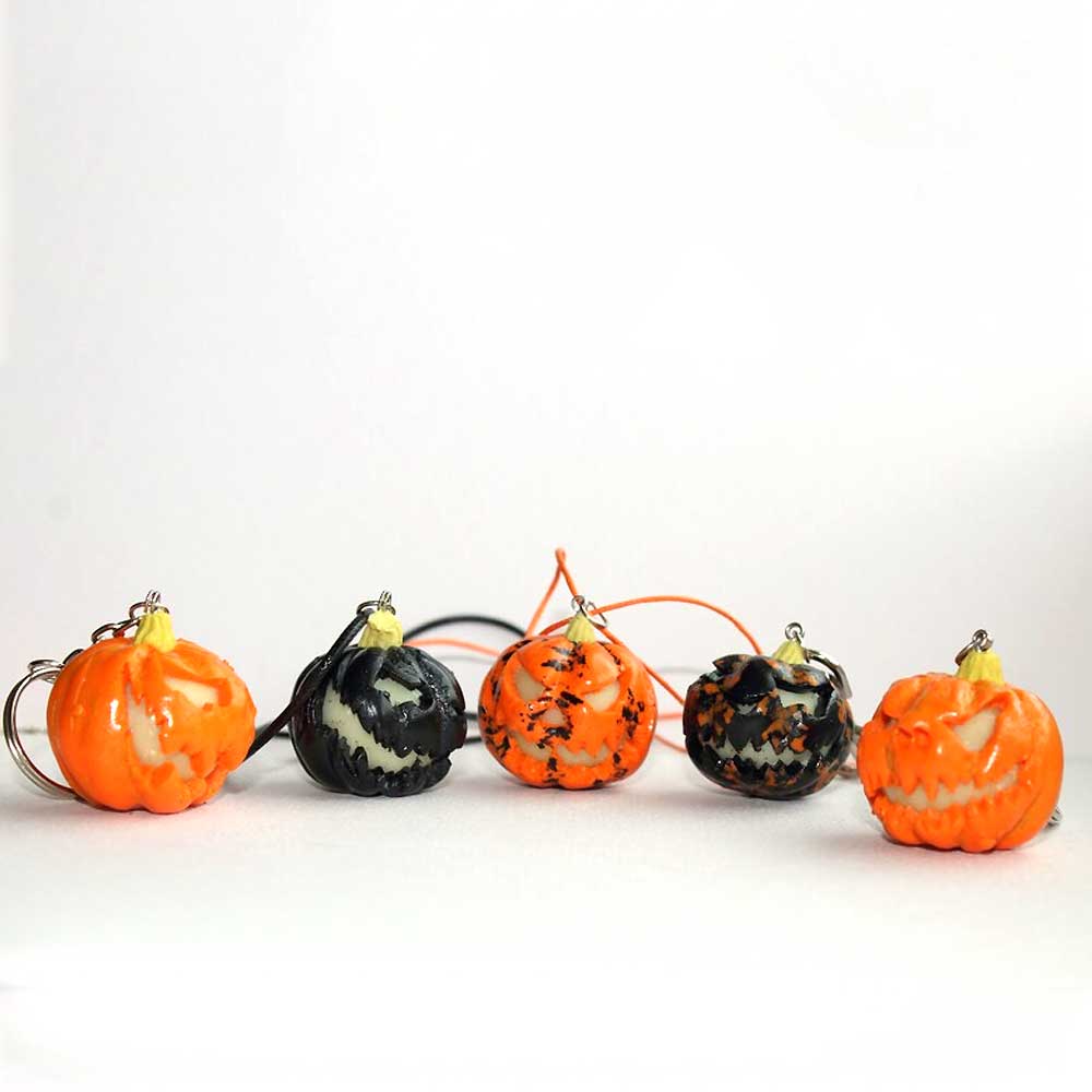 Smiling Monster: Pumpkin Jewelry Polymer Clay.