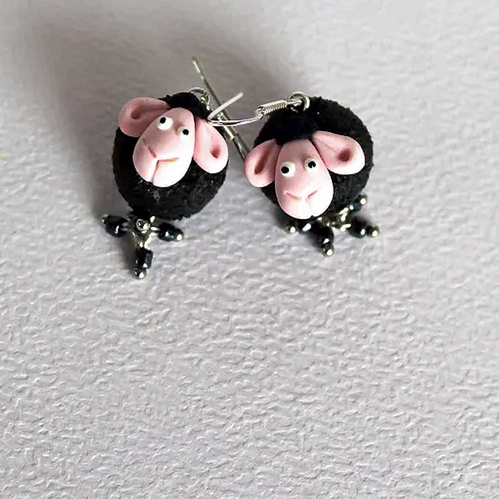 Fluffy Happiness: Sheep Earrings Polymer Clay.