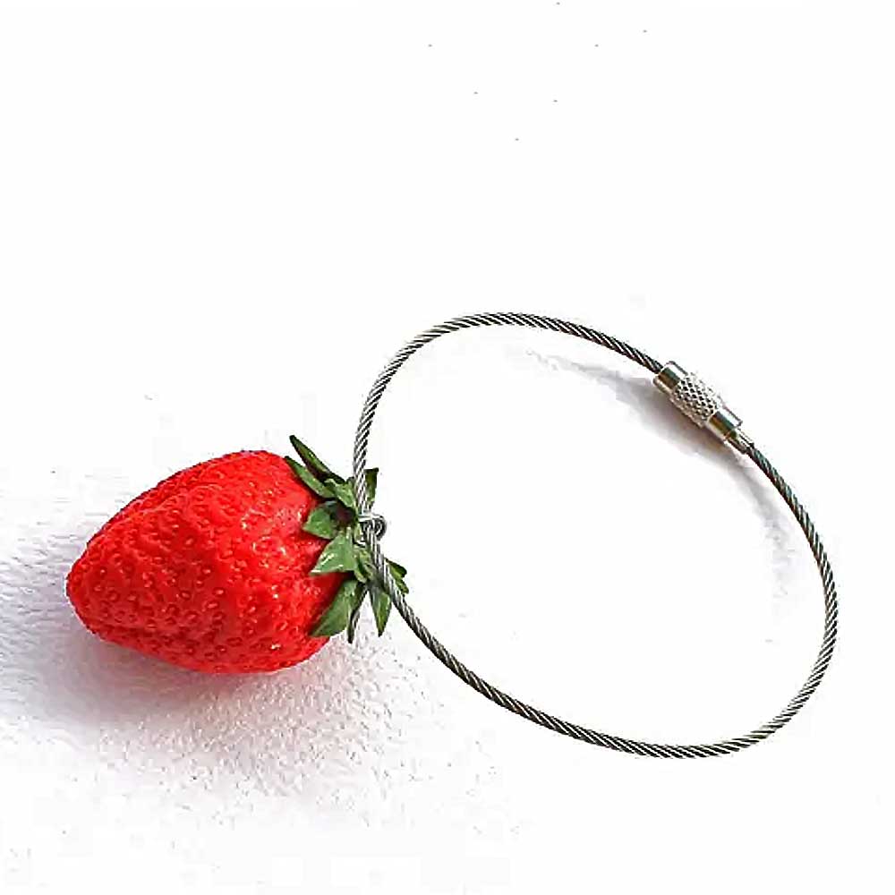 Berry Charm: Strawberry Keychain Polymer Clay.