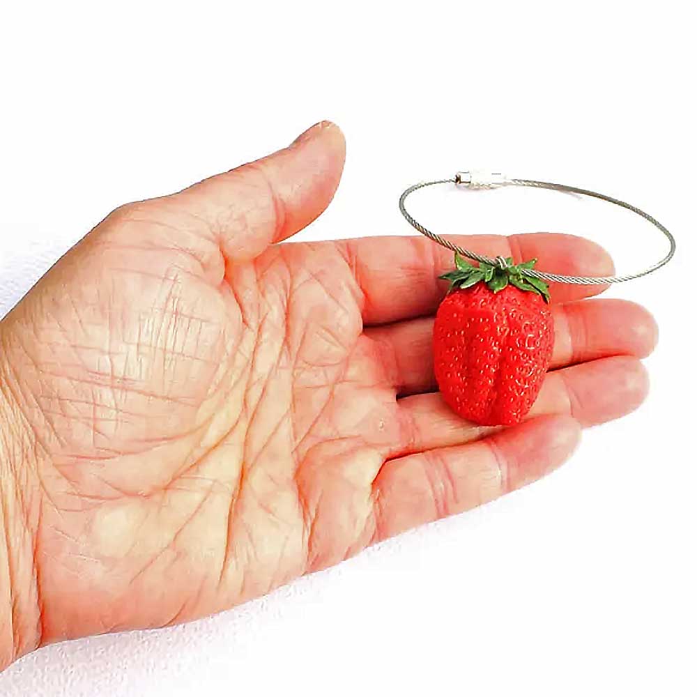 Berry Charm: Strawberry Keychain Polymer Clay.