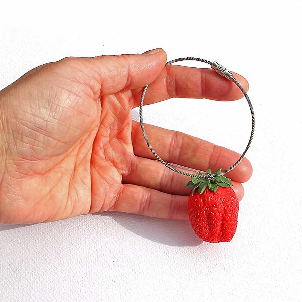 Berry Charm: Strawberry Keychain Polymer Clay.