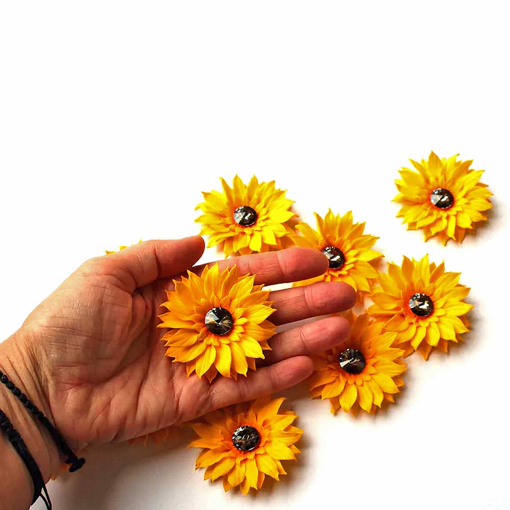 Dark Star: Sunflower Beads Polymer Clay.