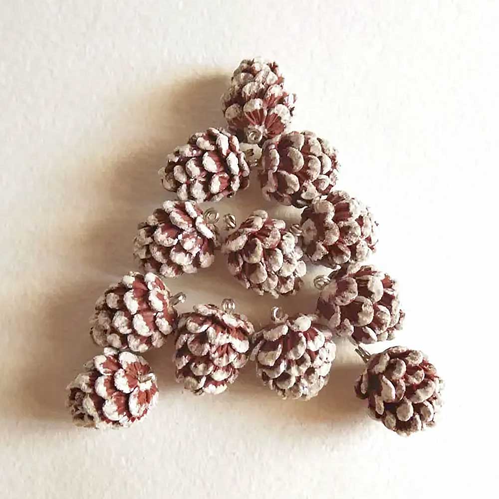 Winter Masterpiece: Pine Cones Beads Polymer Clay.