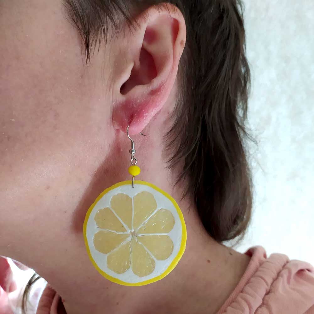 Sweet Sourness: Lemon Earrings Polymer Clay.