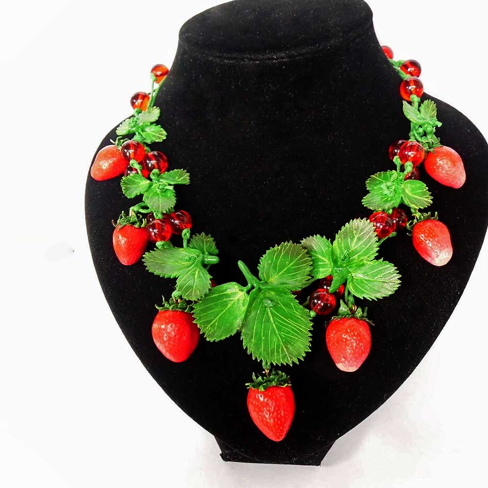 Berry Hug: Strawberry Necklace Polymer Clay.