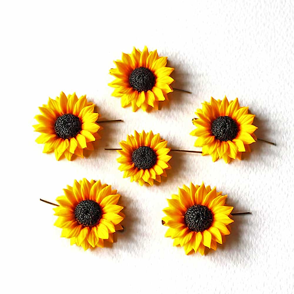 Floral Style: Sunflower Bead Polymer Clay.