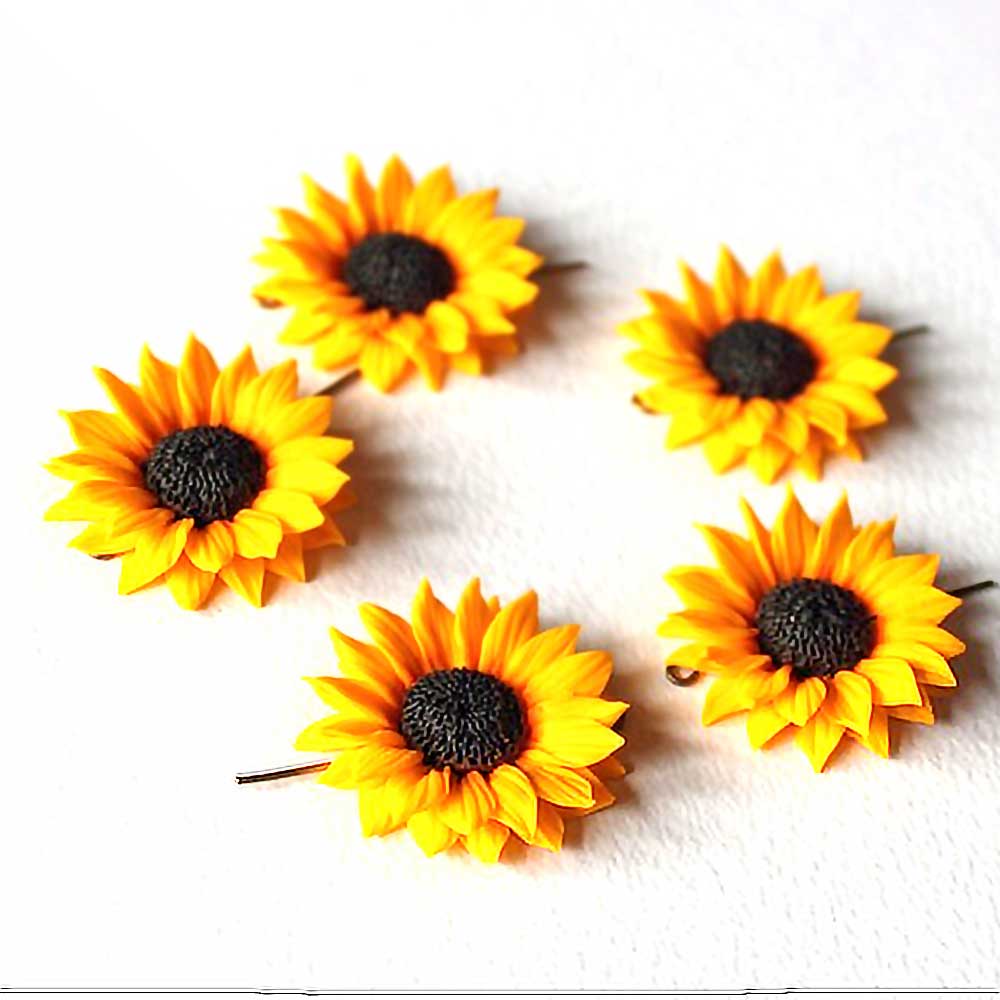 Floral Style: Sunflower Bead Polymer Clay.