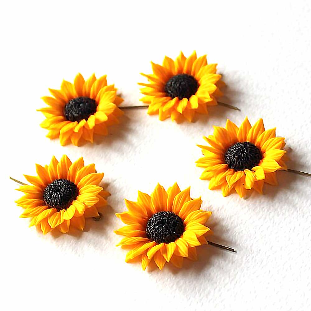 Floral Style: Sunflower Bead Polymer Clay.