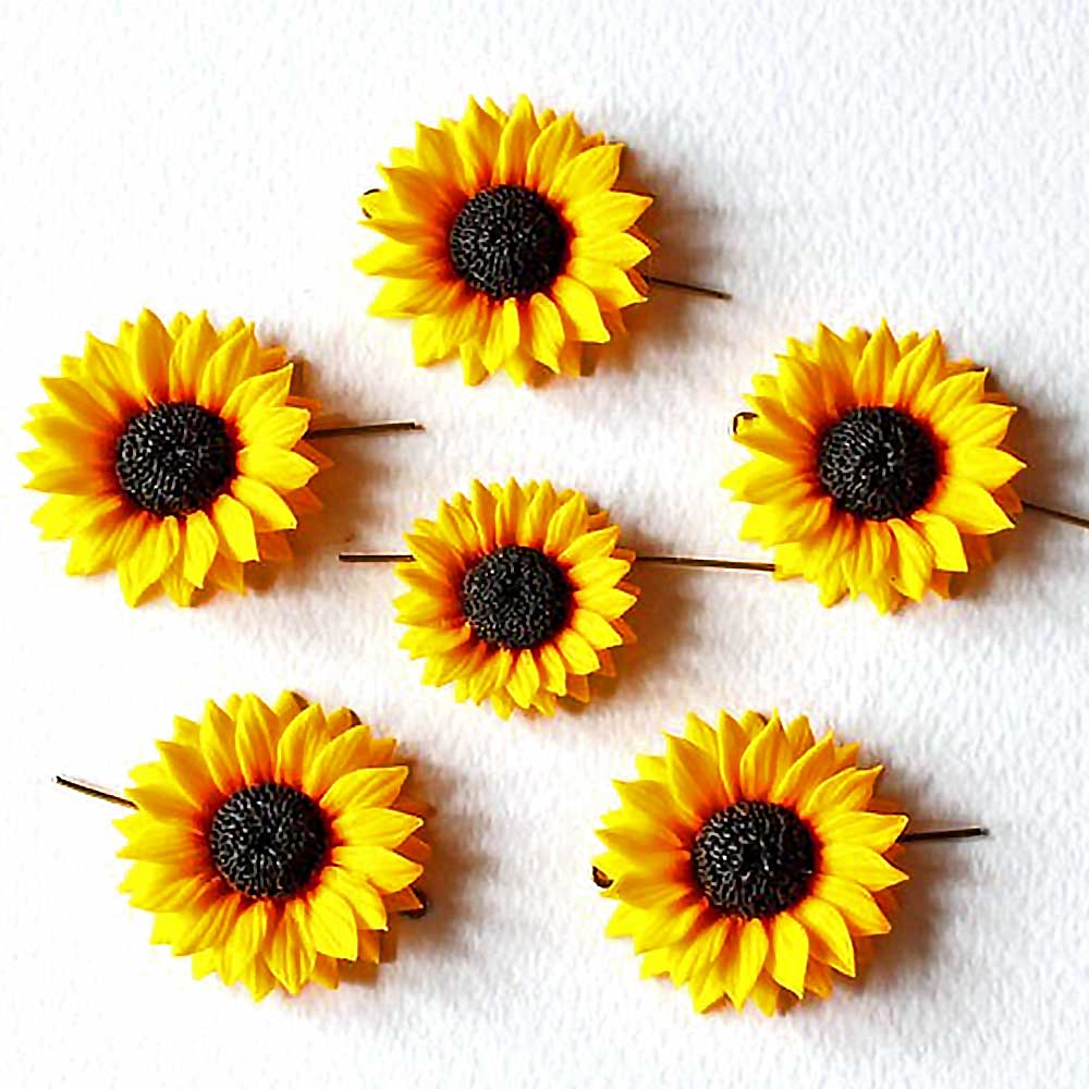 Floral Style: Sunflower Bead Polymer Clay.