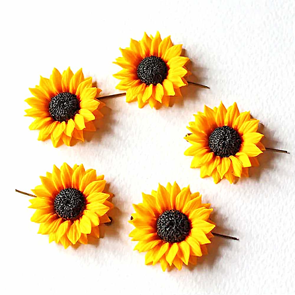 Floral Style: Sunflower Bead Polymer Clay.