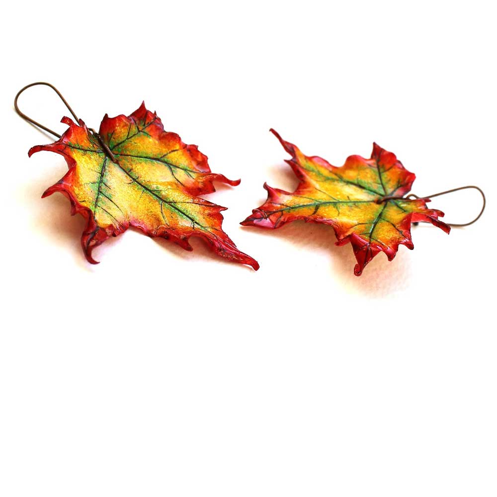 Fall Palette: Maple Leaf Earrings Polymer Clay.