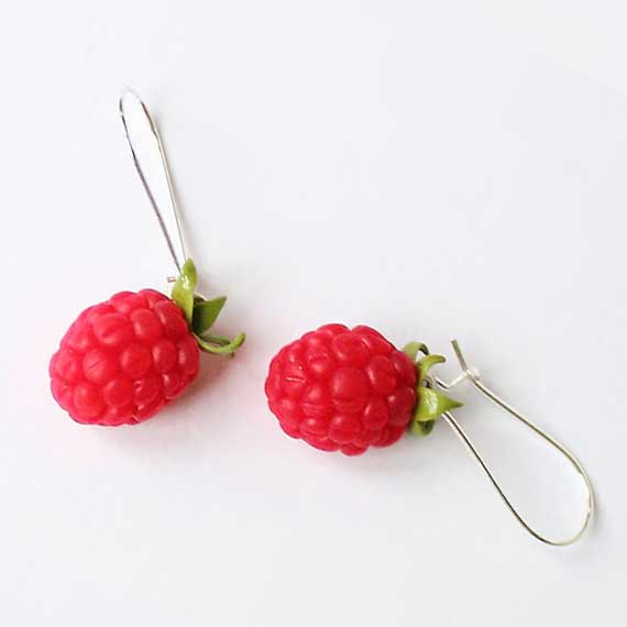 Berry Seduction: Raspberry Earrings Polymer Clay.