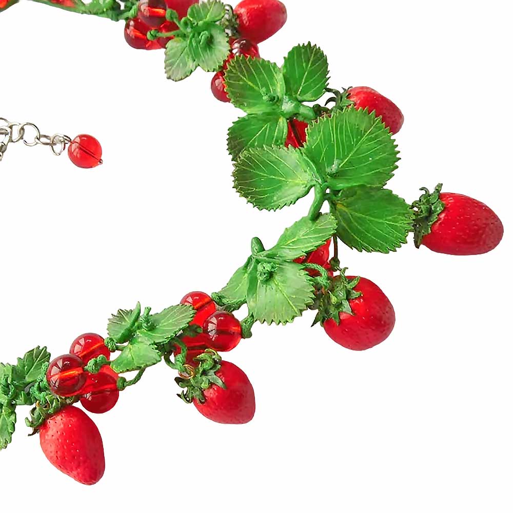 Berry Hug: Strawberry Necklace Polymer Clay.