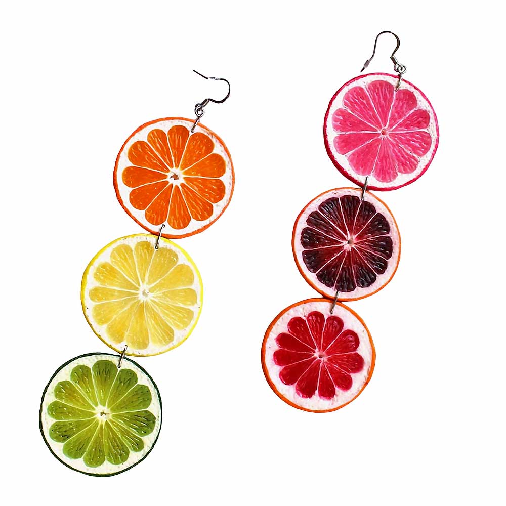 Fruit Blast: Citrus Slice Earrings Polymer Clay.