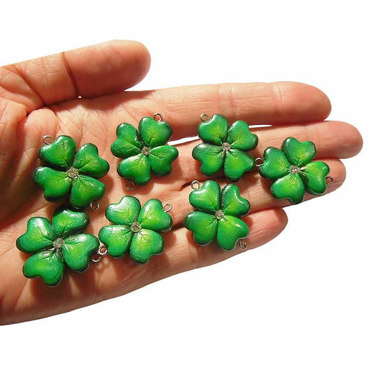 Lucky Four: Leaf Clover Beads Polymer Clay.