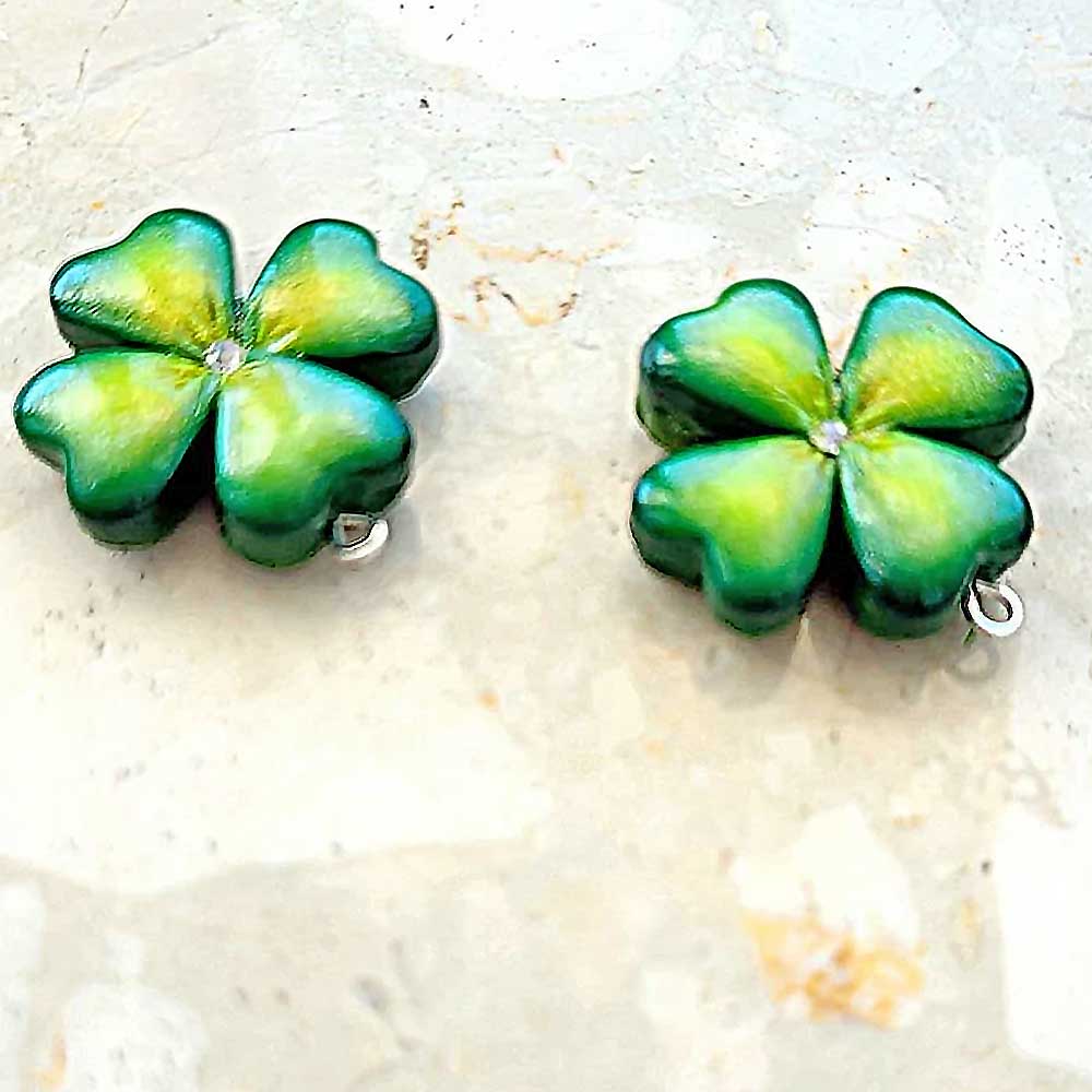 Lucky Four: Leaf Clover Beads Polymer Clay.