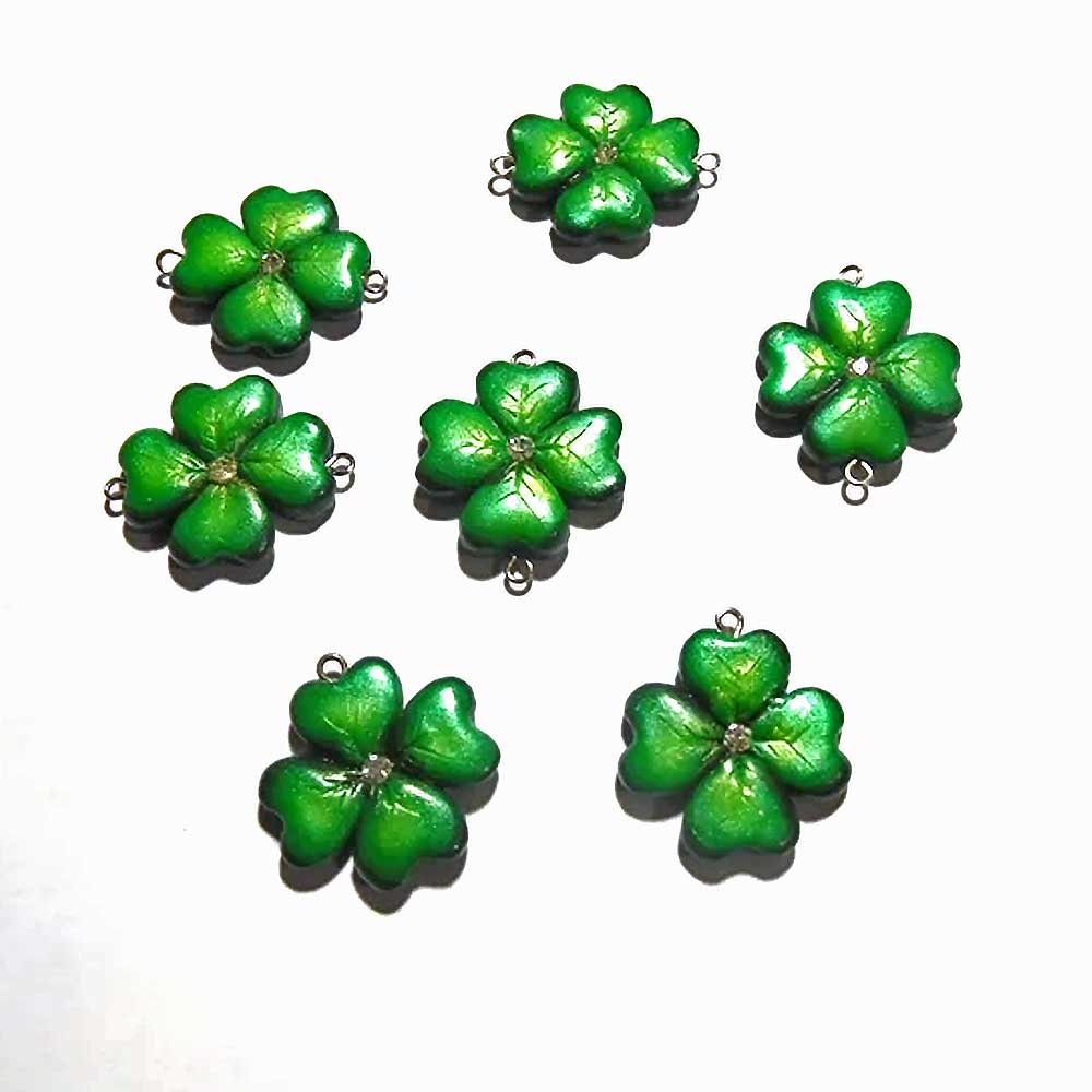 Lucky Four: Leaf Clover Beads Polymer Clay.