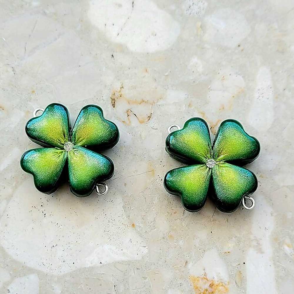 Lucky Four: Leaf Clover Beads Polymer Clay.