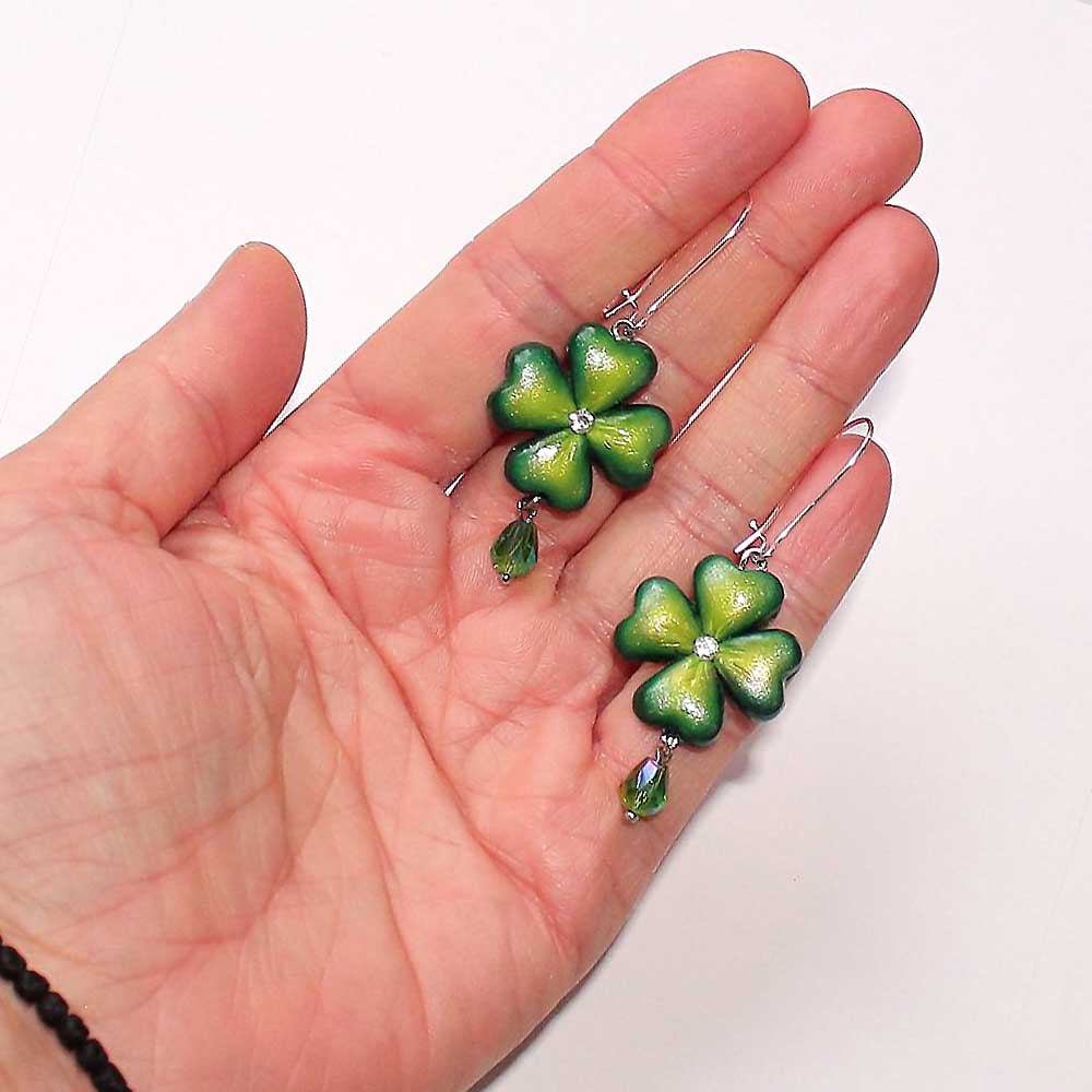 Lucky Four: Leaf Clover Beads Polymer Clay.