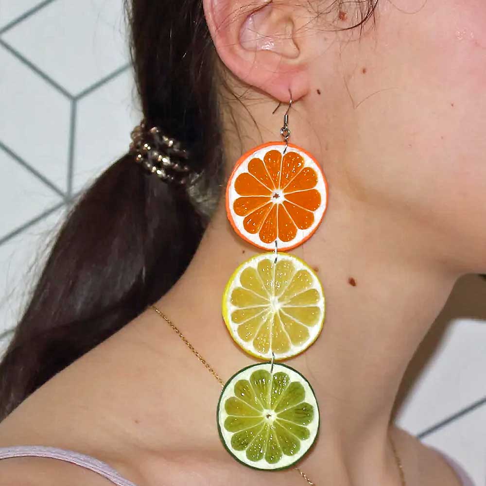 Fruit Blast: Citrus Slice Earrings Polymer Clay.