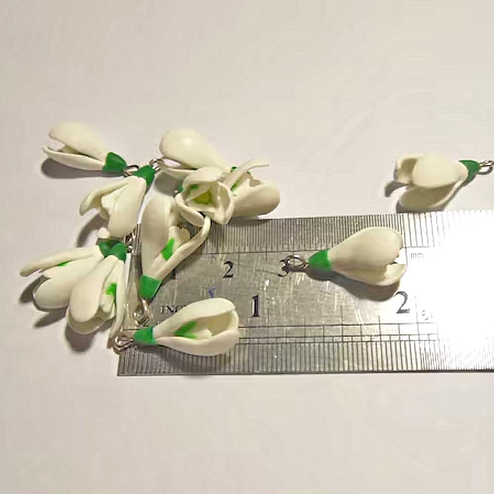 Gentle Awakening: Snowdrops Beads Polymer Clay.