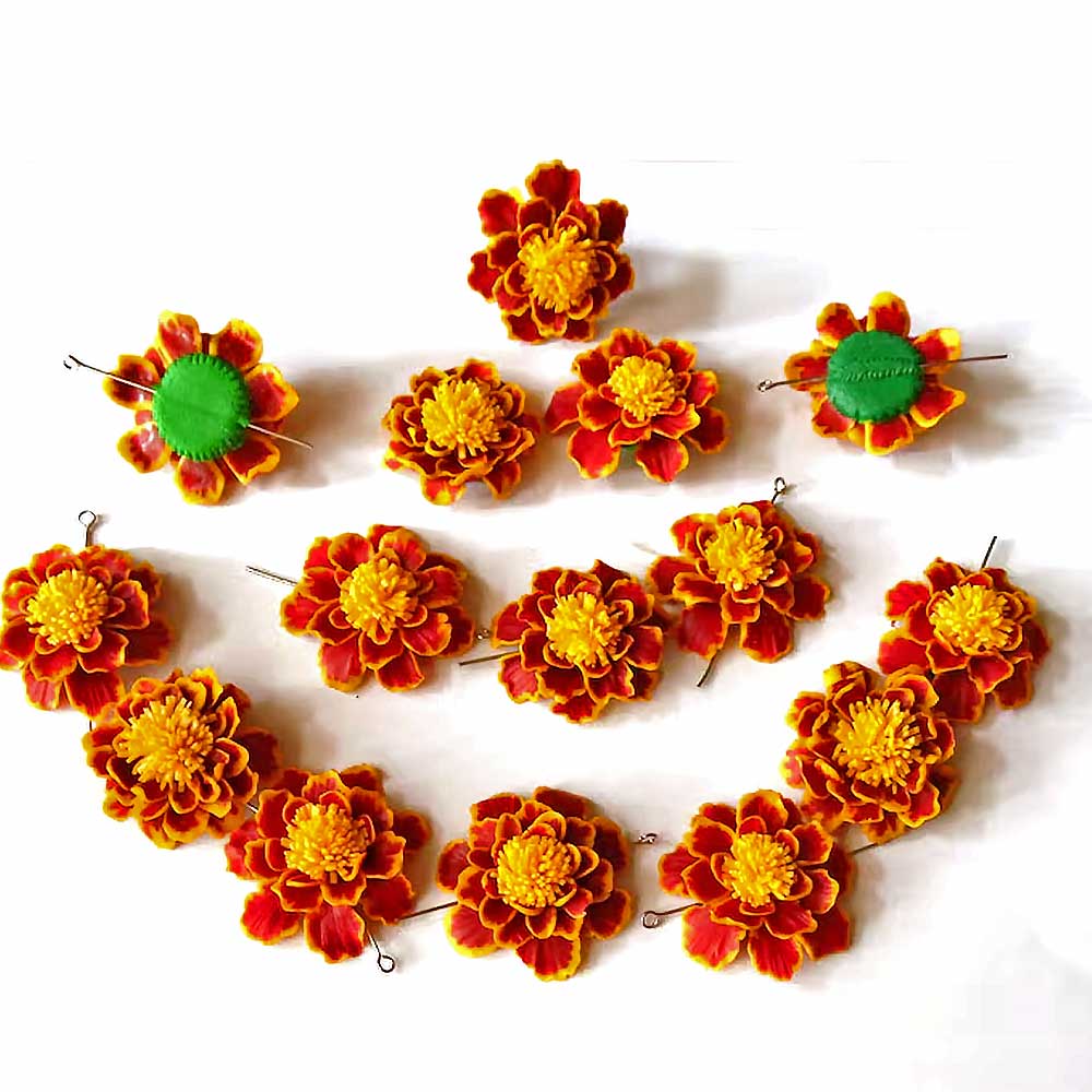 Dazzling Floral: Marigold Beads Polymer Clay.