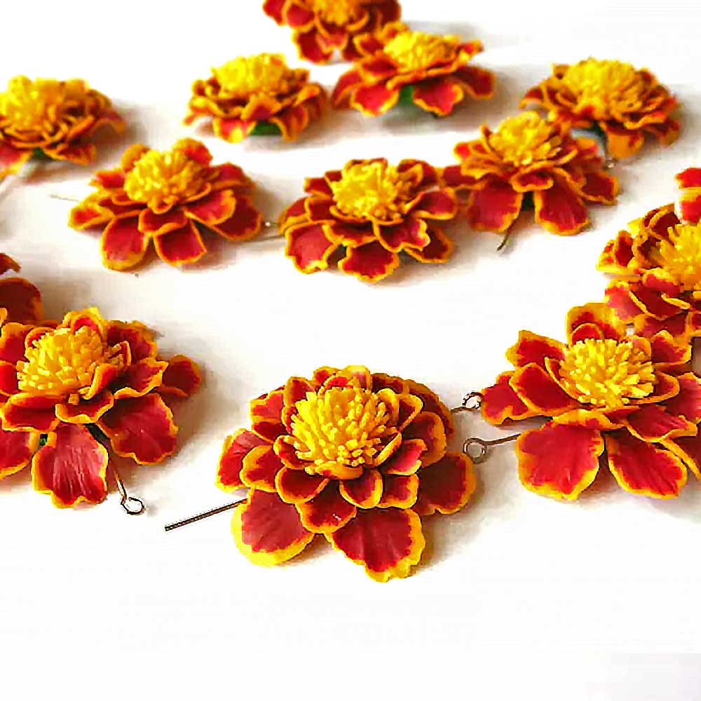 Dazzling Floral: Marigold Beads Polymer Clay.