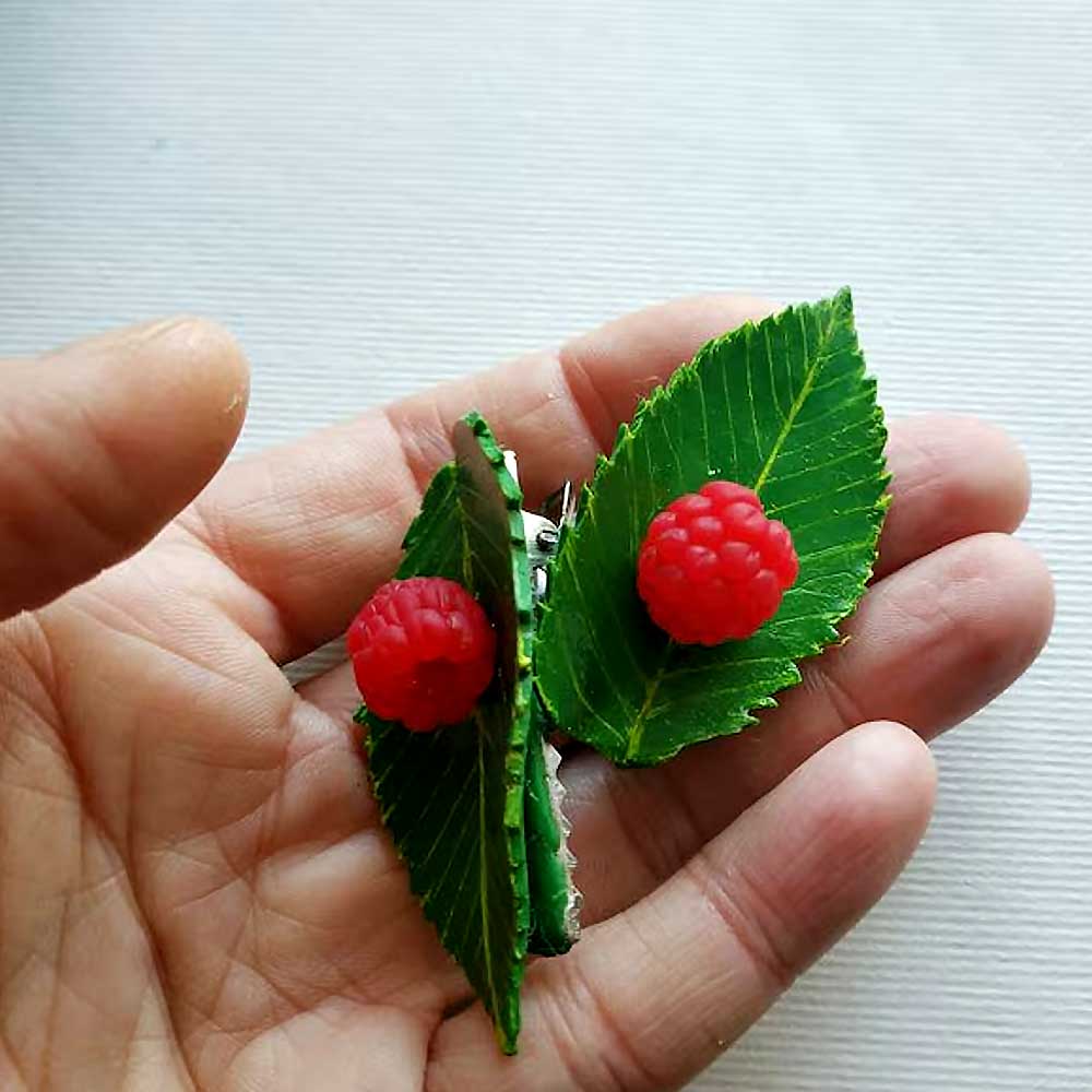 Juicy Explosion: Raspberry Barrette Polymer Clay.