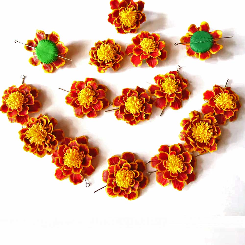 Dazzling Floral: Marigold Beads Polymer Clay.