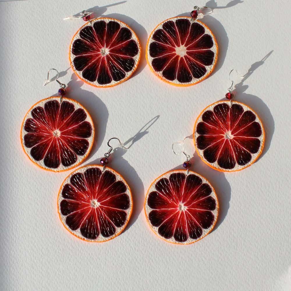 Sicilian Secret: Blood Orange Earrings Polymer Clay.