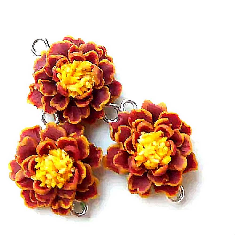 Dazzling Floral: Marigold Beads Polymer Clay.