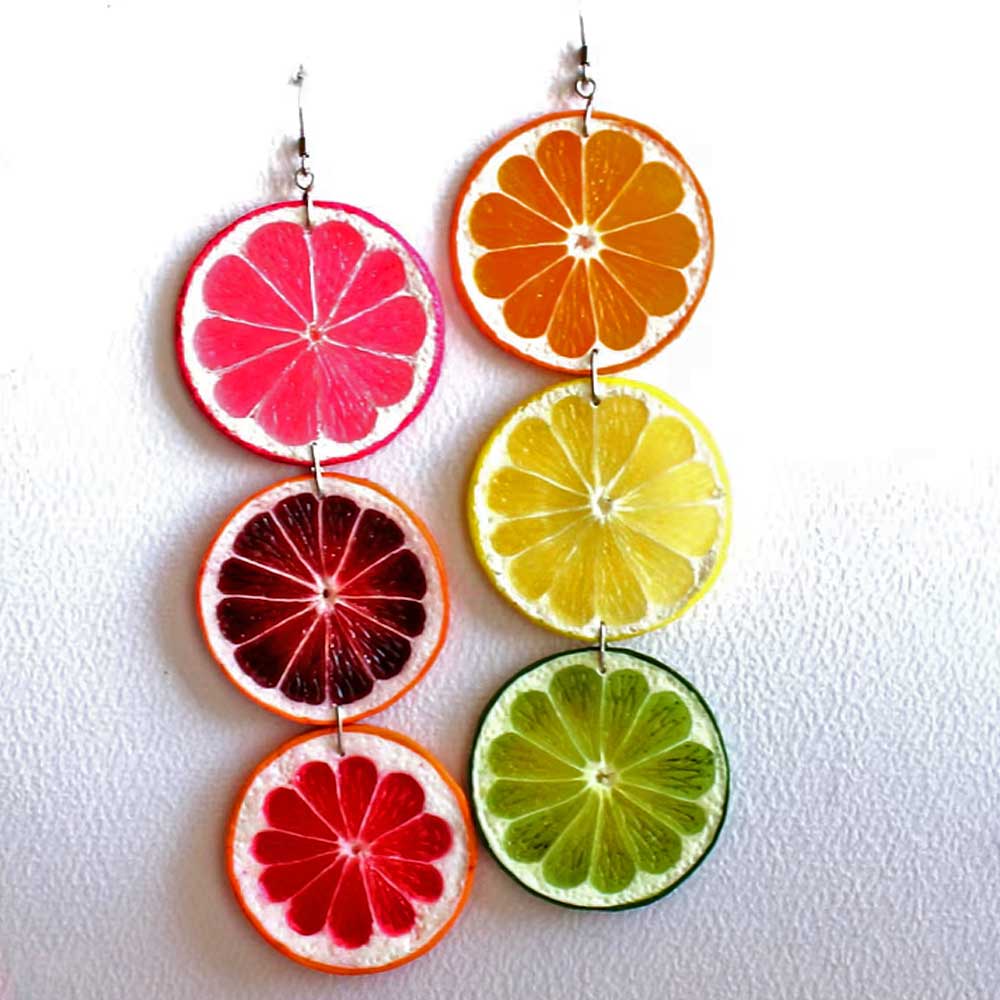 Fruit Blast: Citrus Slice Earrings Polymer Clay.