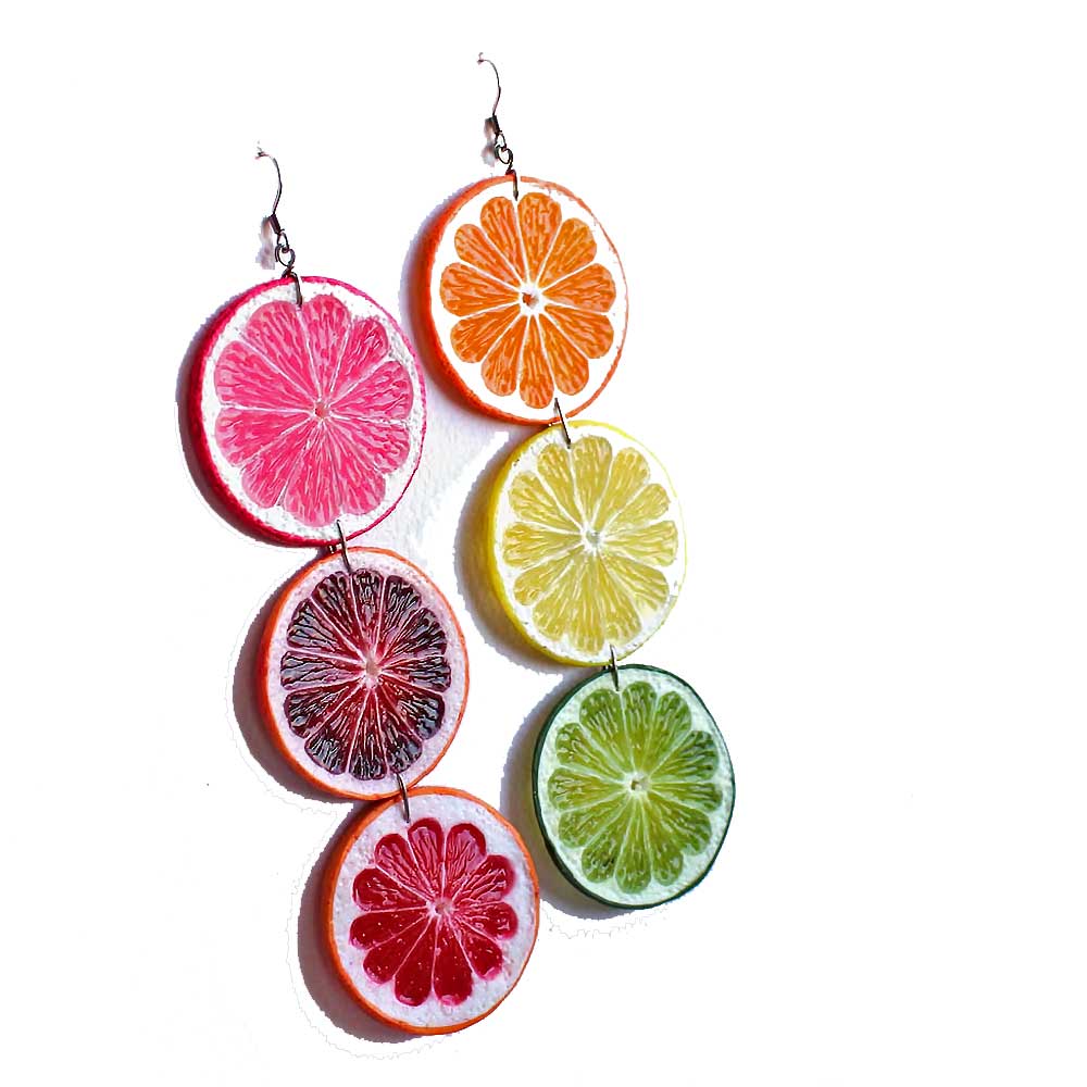 Fruit Blast: Citrus Slice Earrings Polymer Clay.