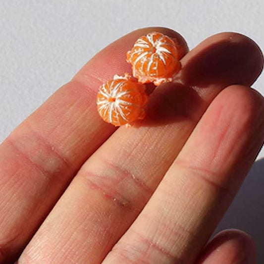 Little Suns: Mandarin Earrings Polymer Clay.